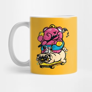 Pink baby elephant with pug Mug